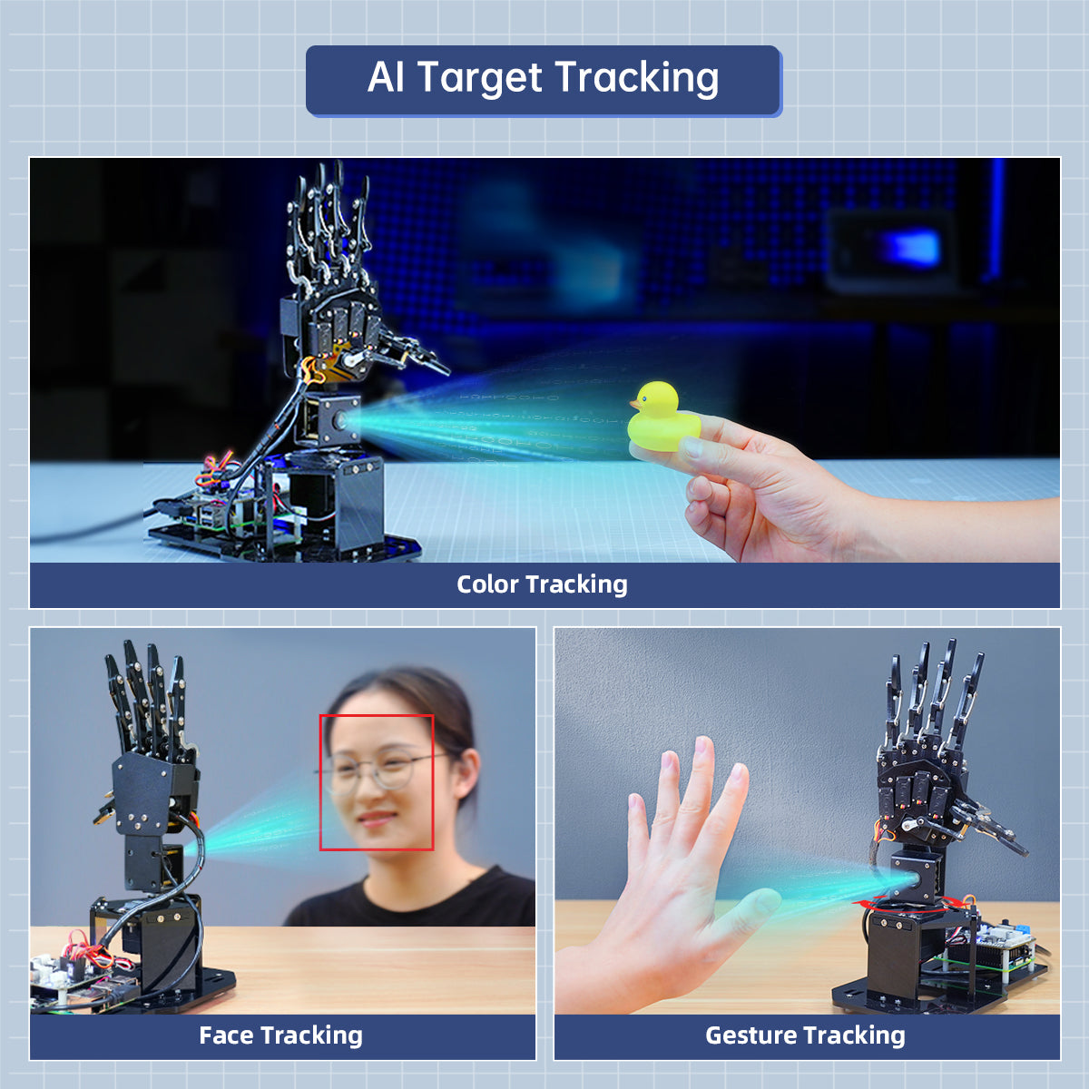 Hiwonder uHandPi Raspberry Pi 5 AI Robotic Hand, AI Vision Recognition and Tracking, Python Programming, Deep Learning
