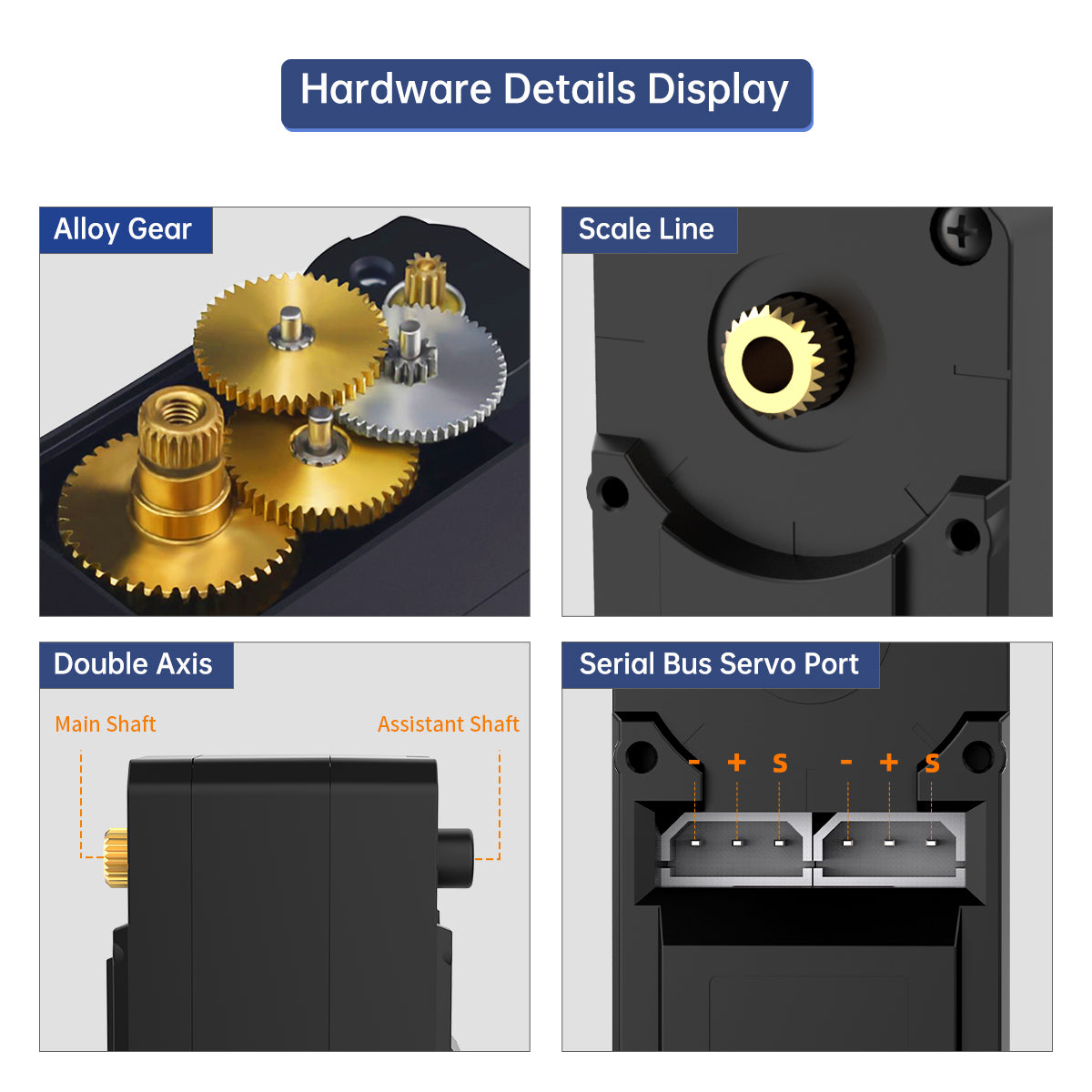 Hiwonder HX-20L 20kg High Torque Serial Bus Servo with Real-time Feedback, Full Metal Gear Dual Shaft Bearing for RC Robot