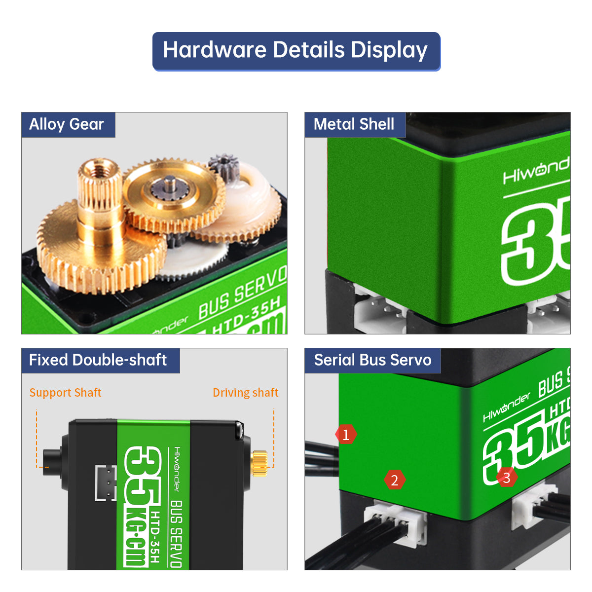 Hiwonder HTD-35H High Voltage Serial Bus Servo 35KG Torque with Three Connectors and Data Feedback