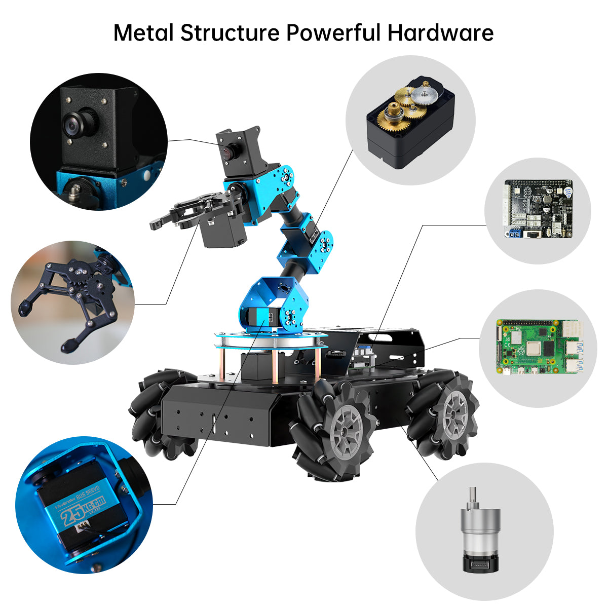 Hiwonder ArmPi Pro Raspberry Pi ROS Robotic Arm Developer Kit with 4WD Mecanum Wheel Chassis Open Source Robot Car