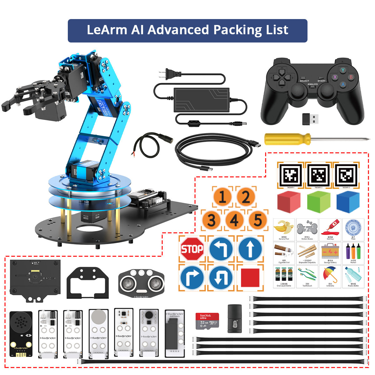 Hiwonder LeArm AI Desktop Robot Arm with AI Vision & Voice Interaction, Support Arduino Programming & Sensor Expansion