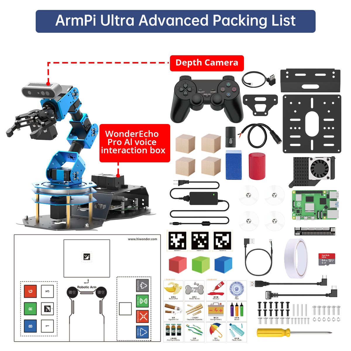 hiwonder armpi ultra robot car kit