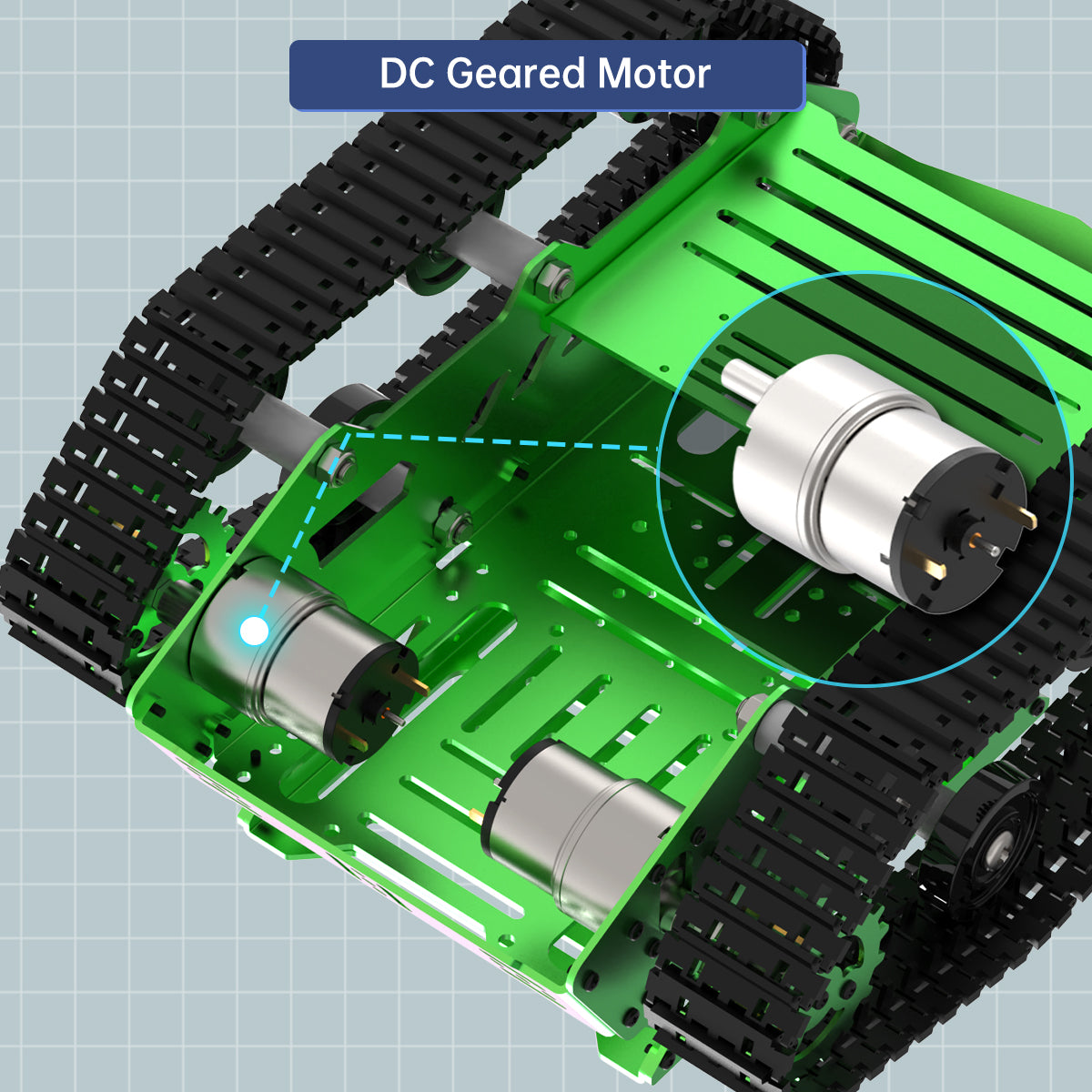 Hiwonder Tank Car Chassis Kit Shock Absorbing Robot with DC Geared Motor for Arduino/ Raspberry Pi/ Jetson Nano DIY Robotic Car Learning Kit (Green)