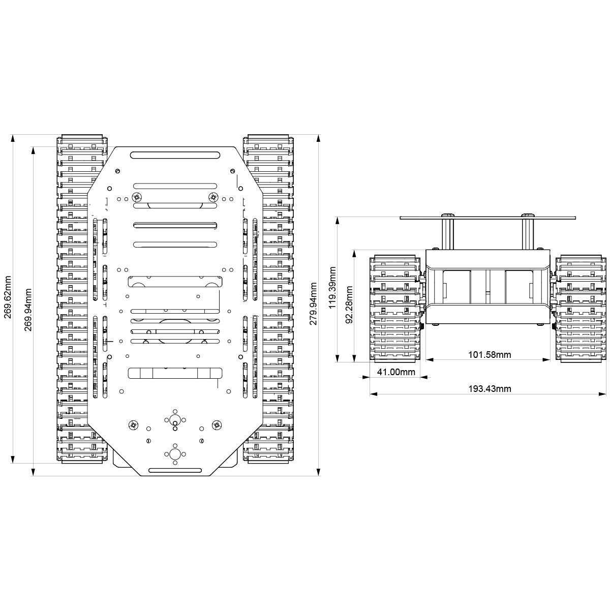 Hiwonder Track Chassis/ Suspension Shock Absorption Full-Metal Tank Robot Encoder Motor/ Smart Car Chassis