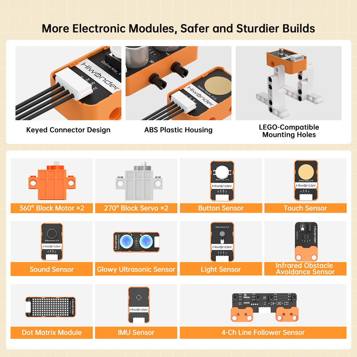 Hiwonder DaDablock Programmable Building Block Kit Powered by ESP32 with Sensor Expansion, LEGO-Compatible, Supports Scratch & Python