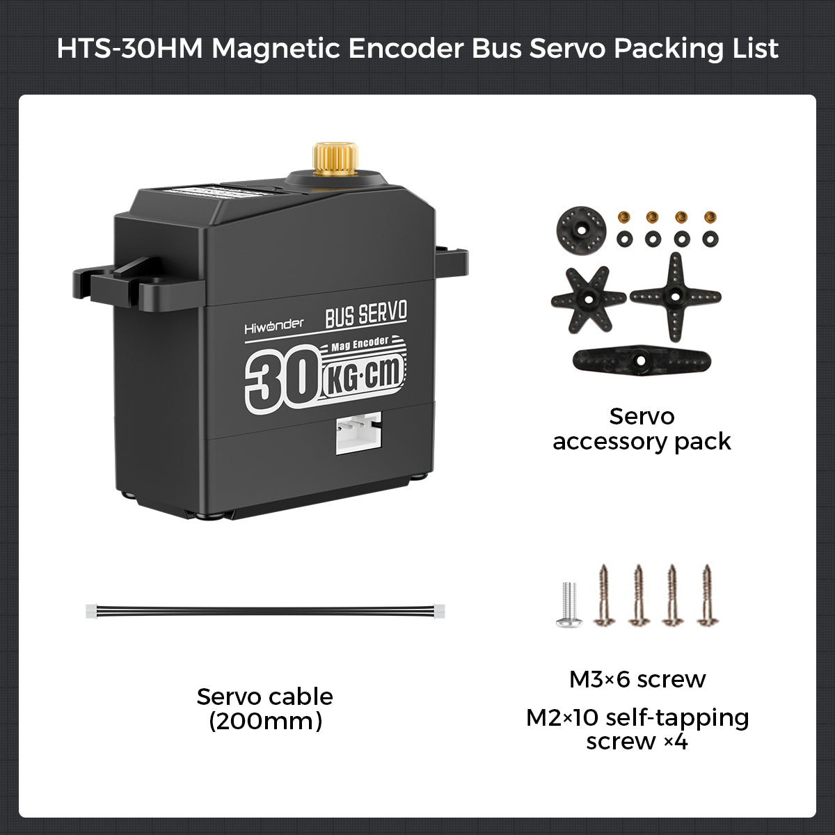 HTS-3OHM Magnetic Encoder Bus Servo Packing List