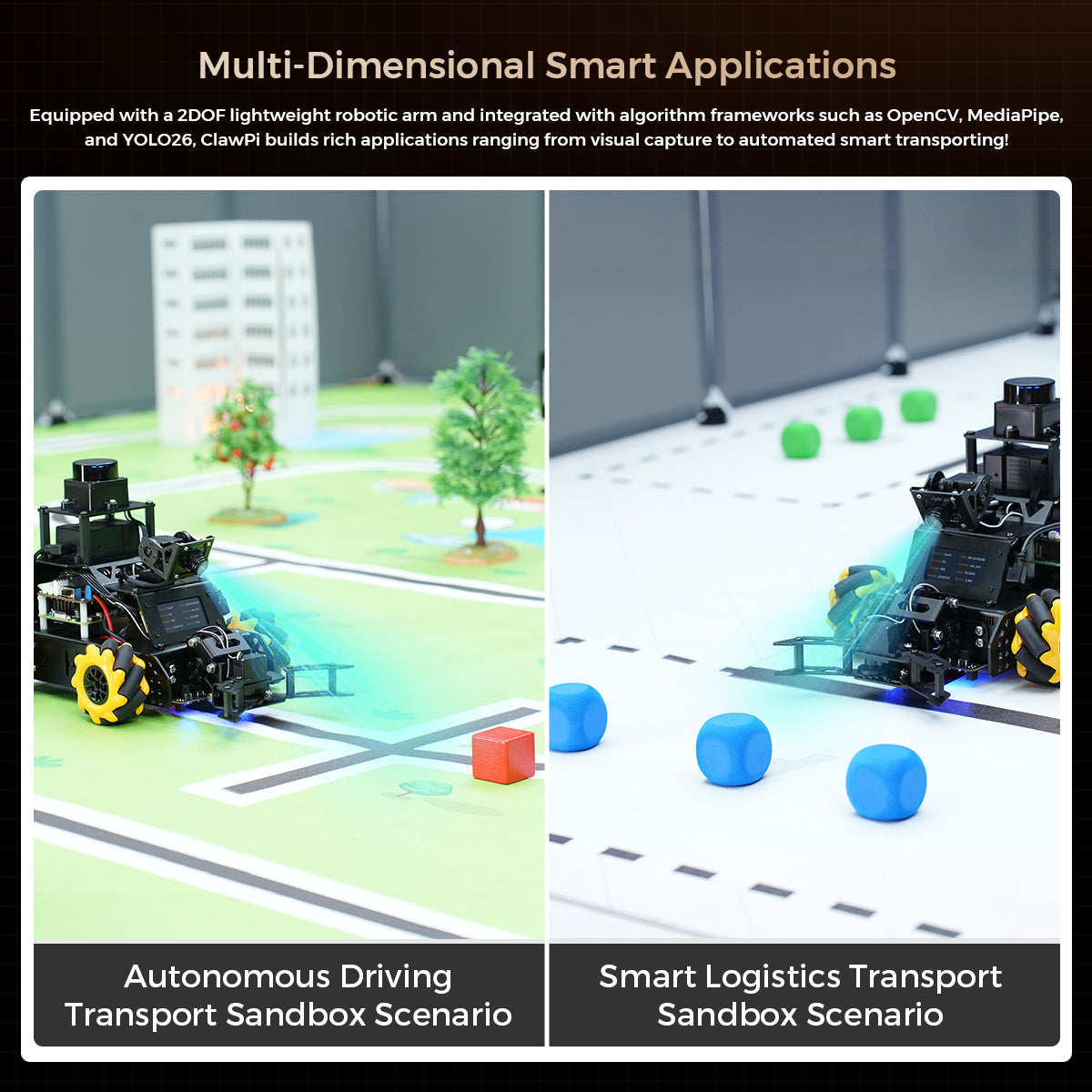 Hiwonder ClawPi ROS2 Raspberry Pi Robot Car with Omnidirectional Mecanum Wheels, AI Vision, Integrated Multimodal Large AI Model ChatGPT, and Voice Interaction