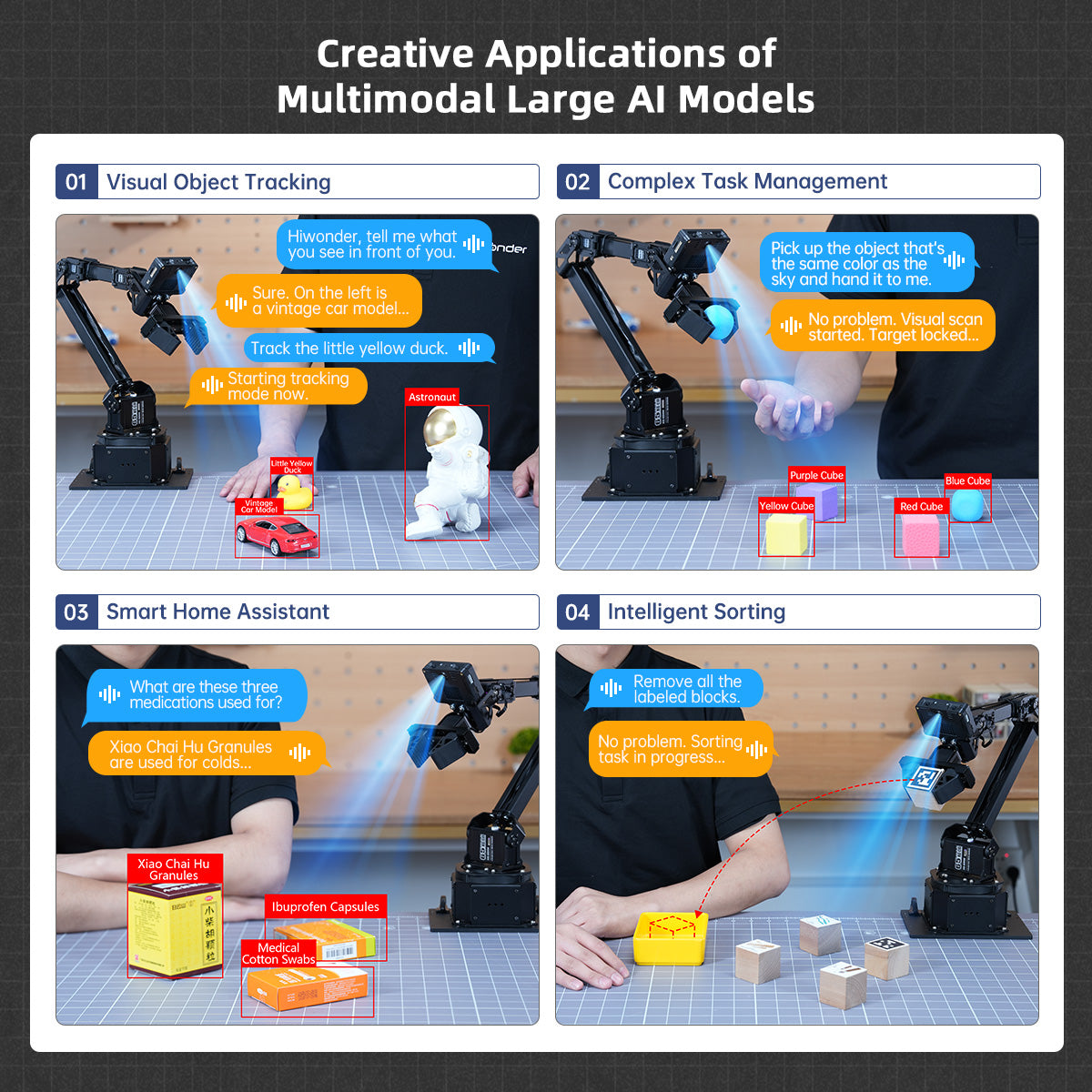 Hiwonder NexArm Open-Source Embodied AI Robotic Arm with ESP32 & AT32 Dual-Chip Design, AI Vision, Large AI Model, and K230 Vision Module