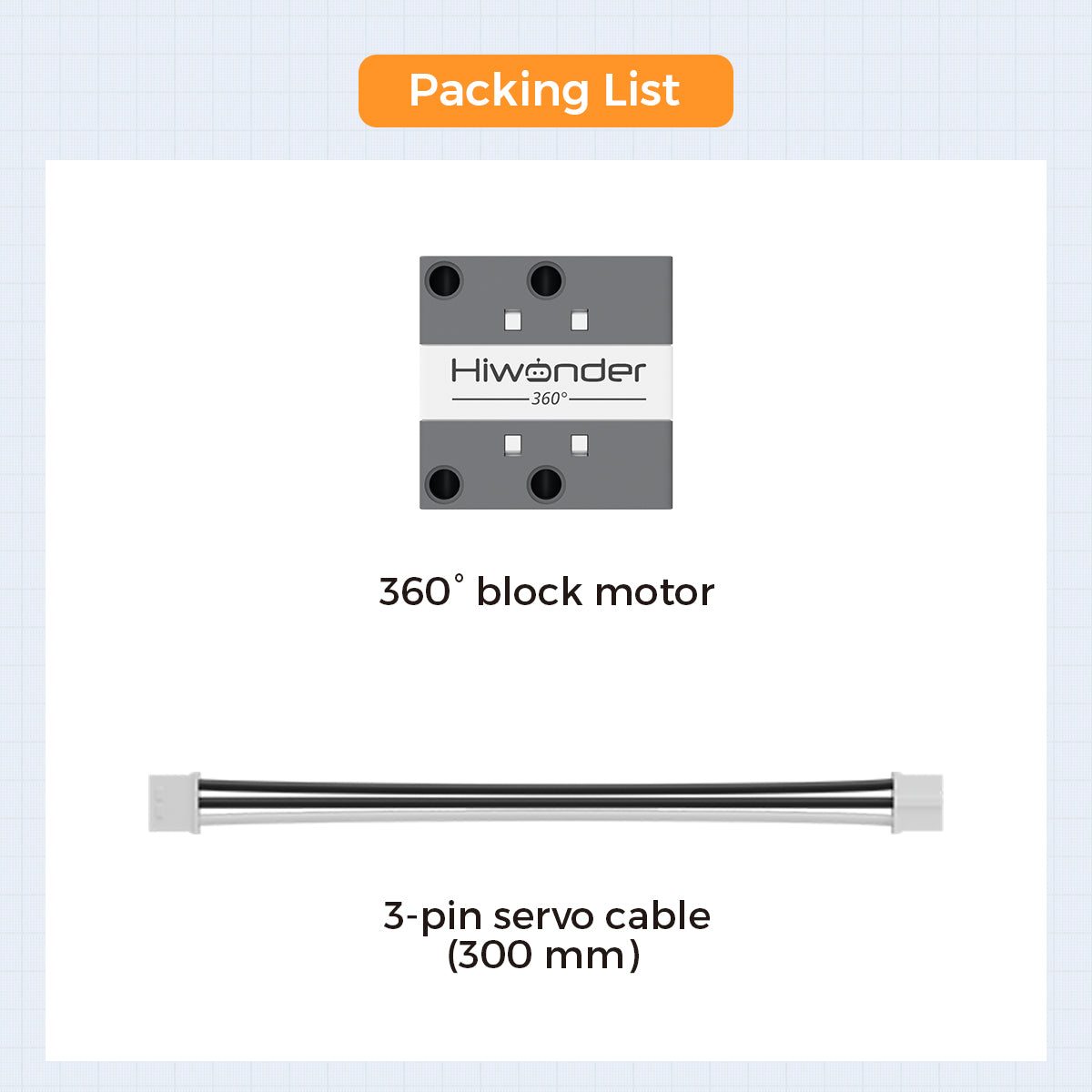 360° block motor Packing List