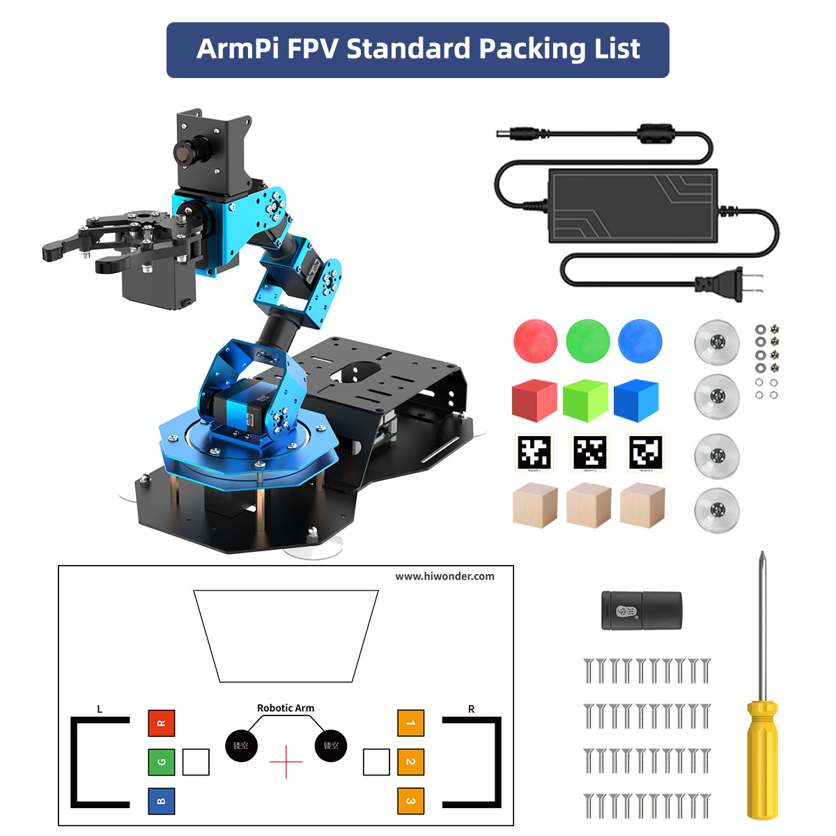hiwonder ArmPi FPV Standard Packing List