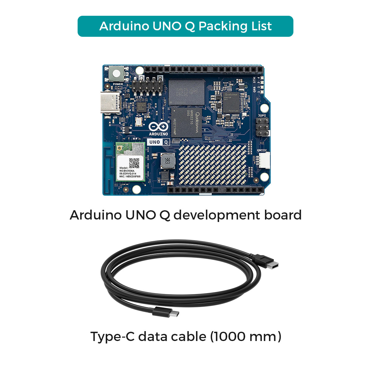 Arduino UNO Q Edge Computing AI Development Board, Dual-Architecture, Dual-Band WiFi 5 & Bluetooth 5.1
