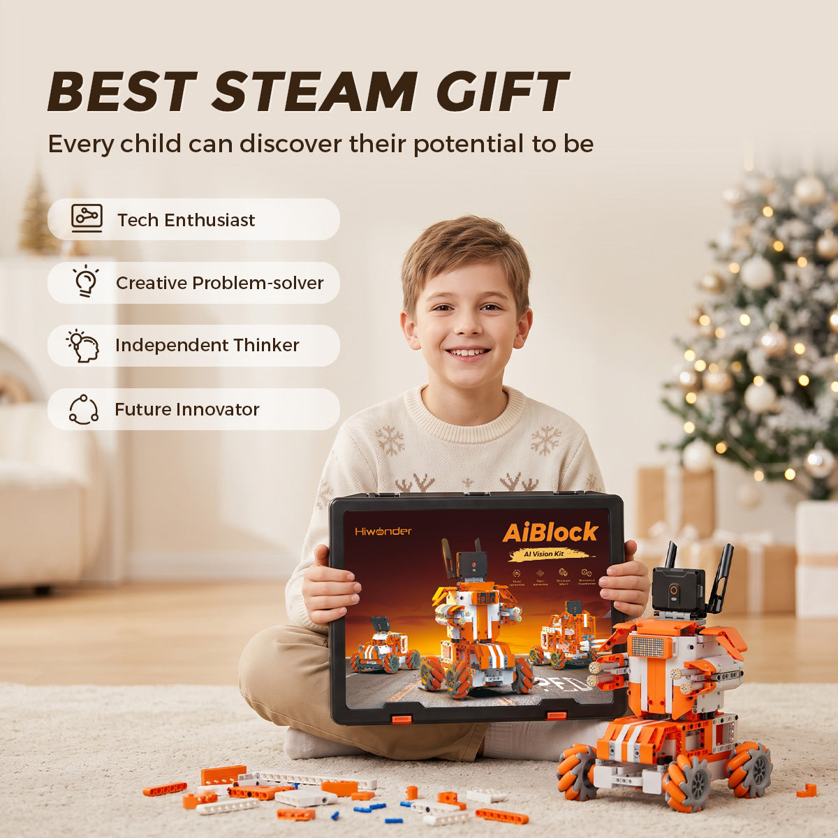 Hiwonder AiBlock AI Vision Kit – ESP32 Programmable Robot Kit with Offline AI Vision, Scratch & Python