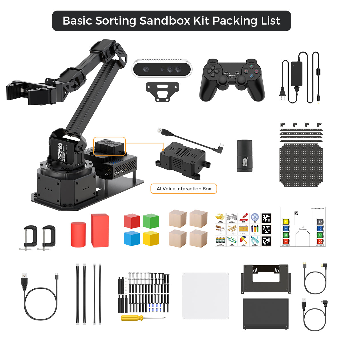 Hiwonder NexArm Open-Source ROS Robotic Arm VLA Embodied AI Sorting Sandbox Kit with  NVIDIA/Raspberry Pi & ESP32  Dual-Controller Design, Multimodal Large AI Models & OpenClaw