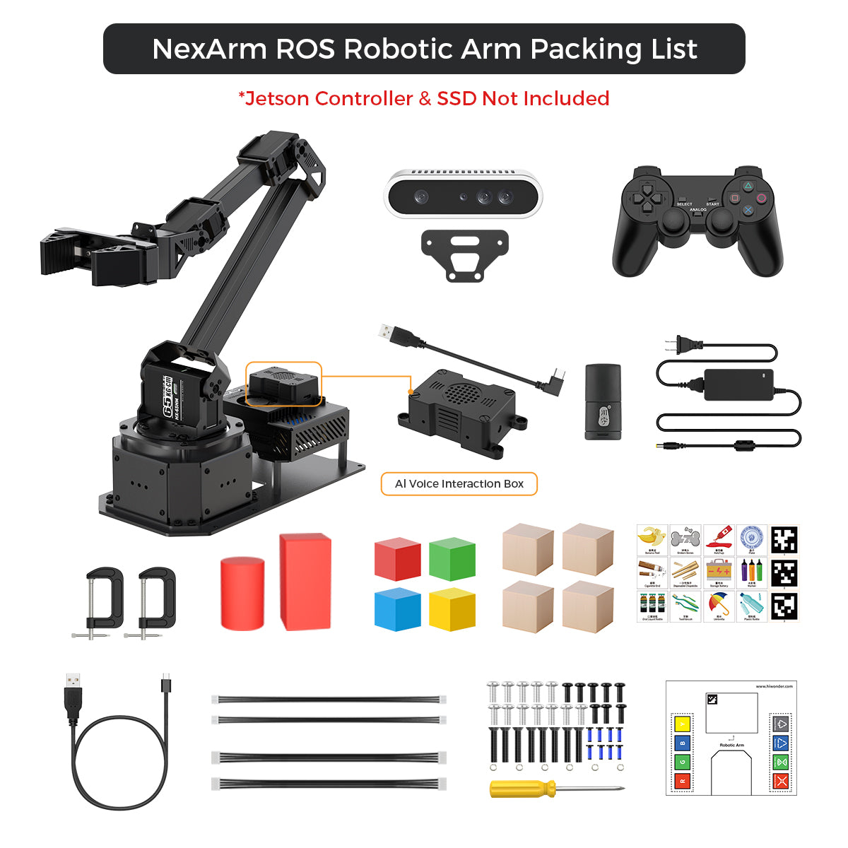 Hiwonder NexArm Open-Source ROS Robotic Arm VLA Embodied AI Kit with  NVIDIA/Raspberry Pi & ESP32  Dual-Controller Design, Multimodal Large AI Models & OpenClaw