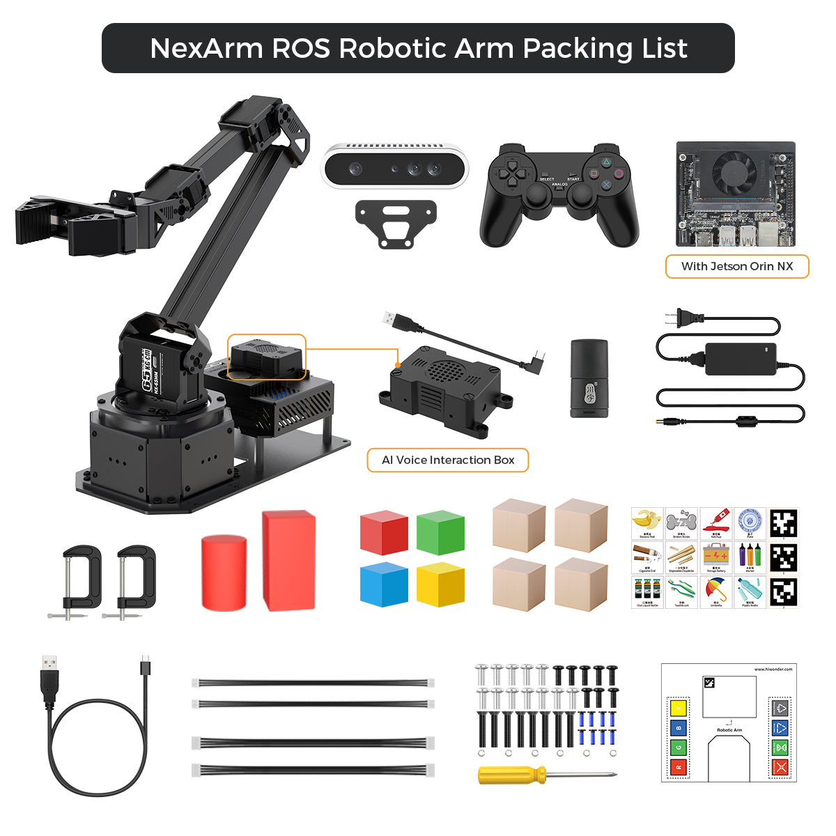 Hiwonder NexArm Open-Source ROS Robotic Arm VLA Embodied AI Kit with  NVIDIA/Raspberry Pi & ESP32  Dual-Controller Design, Multimodal Large AI Models & OpenClaw