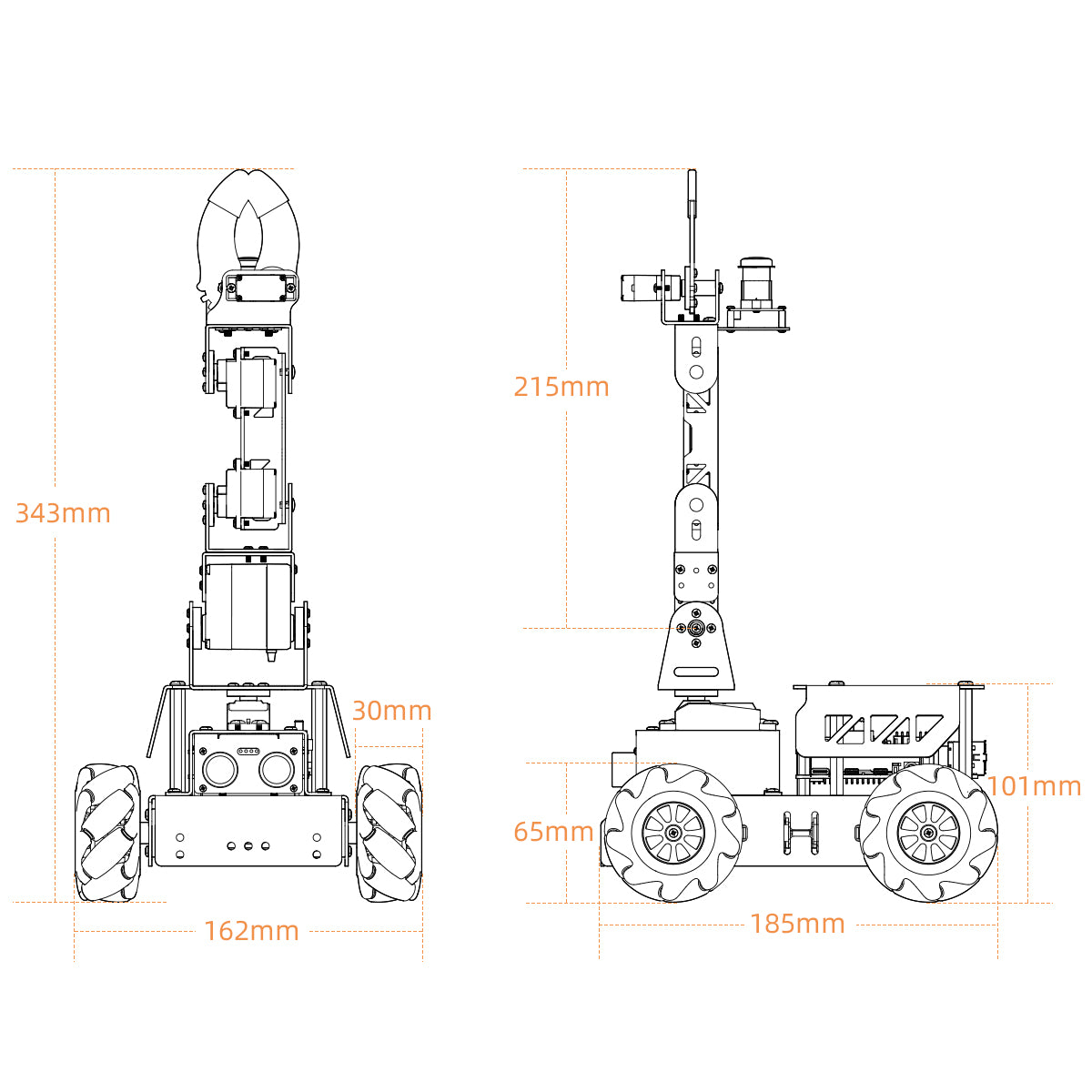MasterPi Hiwonder AI Vision Robot Arm with Mecanum Wheels Car Powered by Raspberry Pi Open Source Robot Car