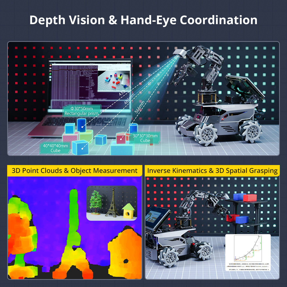 Hiwonder ROSOrin Pro ROS2 Smart Car with Jetson/Raspberry Pi, Multimodal Large AI Models & OpenClaw, 3D Vision, SLAM Mapping & Navigation, Robotic Arm