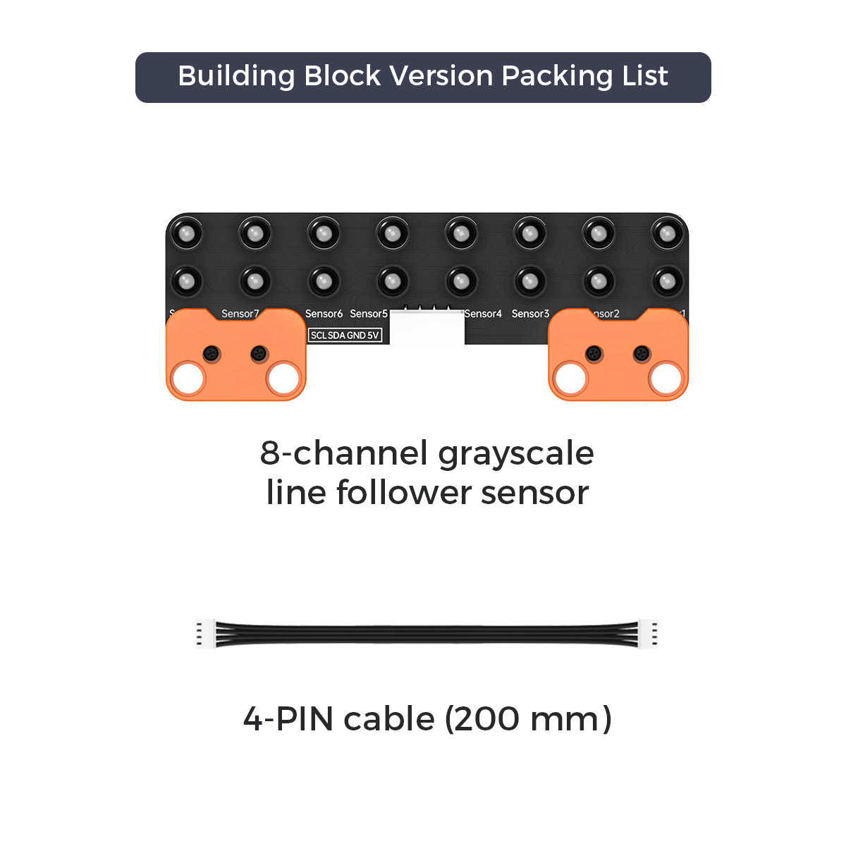 Hiwonder 8-Channel Grayscale Line Follower Sensor Module with Smart Full-Color RGB Recognition & Obstacle Avoidance for Robot Cars