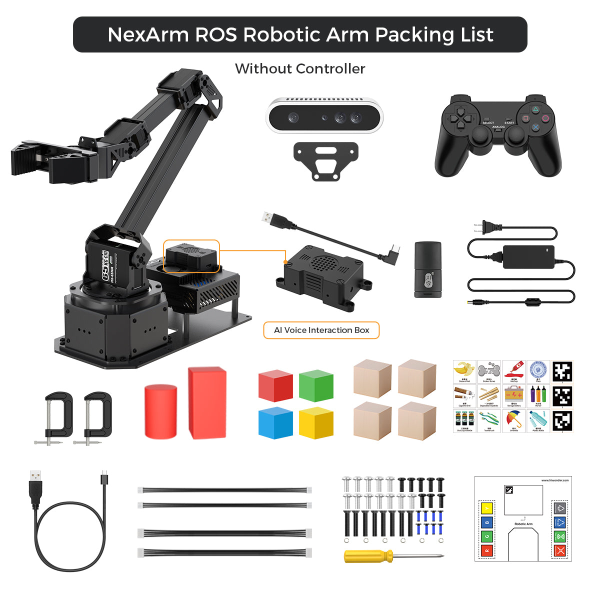 Hiwonder NexArm Open-Source ROS Robotic Arm VLA Embodied AI Kit with  NVIDIA/Raspberry Pi & ESP32  Dual-Controller Design, Multimodal Large AI Models & OpenClaw