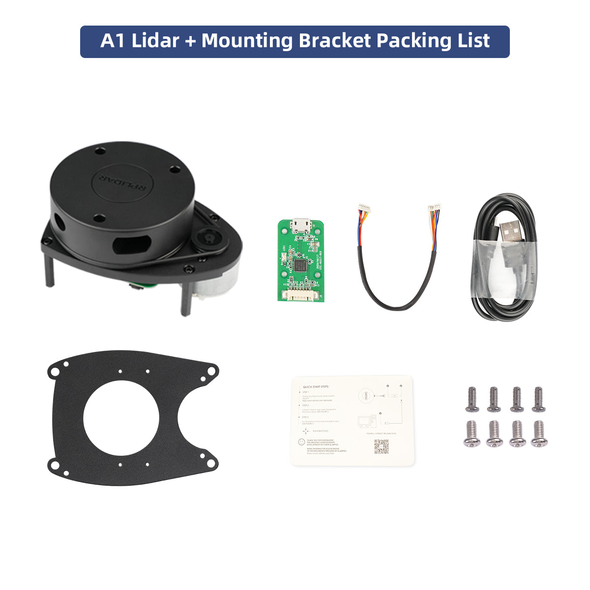 A1 Lidar + Mounting Bracket Packing List