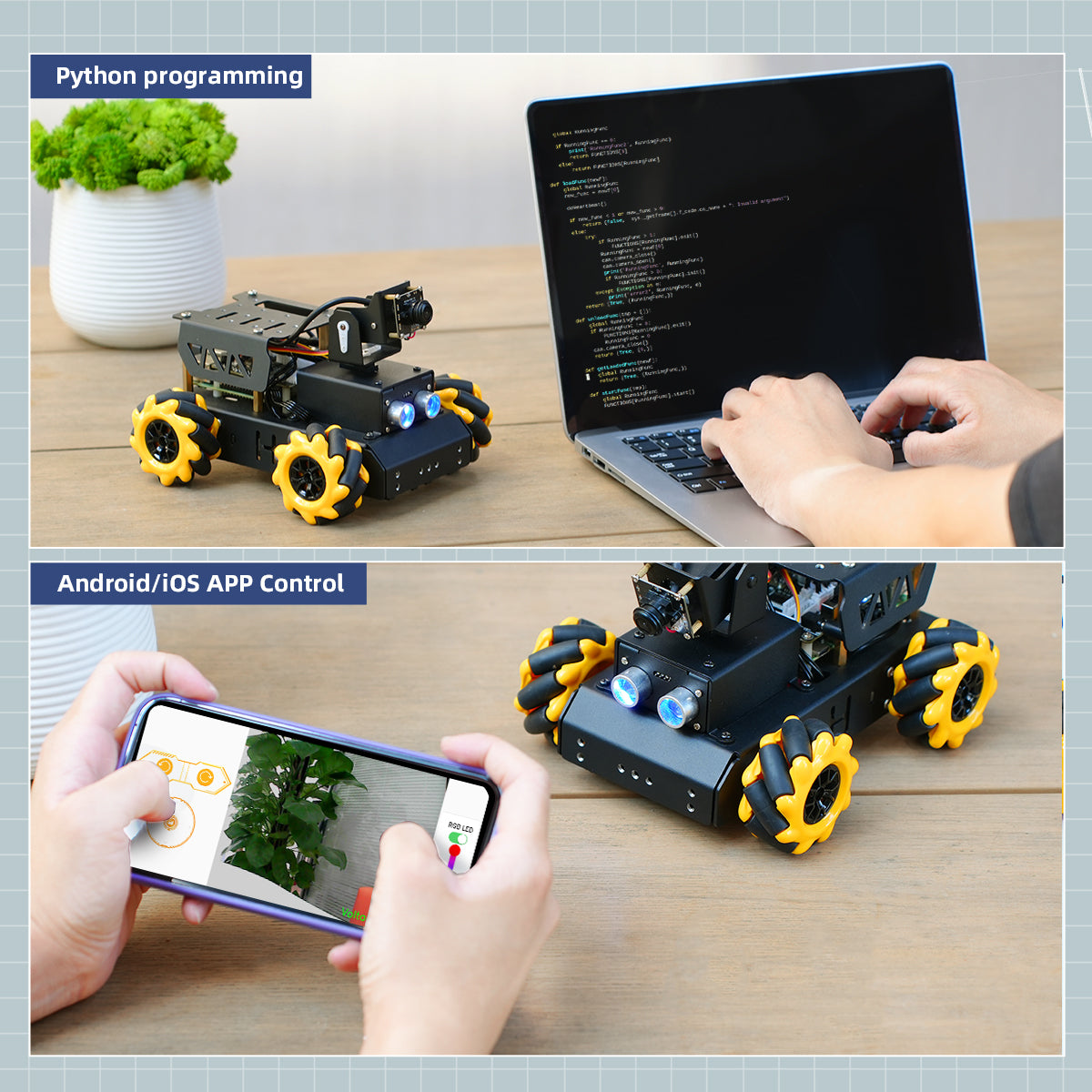 Hiwonder TurboPi Raspberry Pi Omnidirectional Mecanum Wheels Robot Car Kit with Camera, Open Source, Python for Beginners