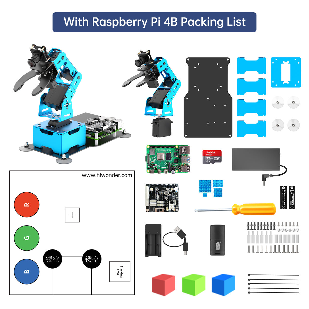 Hiwonder ArmPi mini 5DOF Vision Robotic Arm Powered by Raspberry Pi 5 Support Python, OpenCV Target Tracking for Beginners