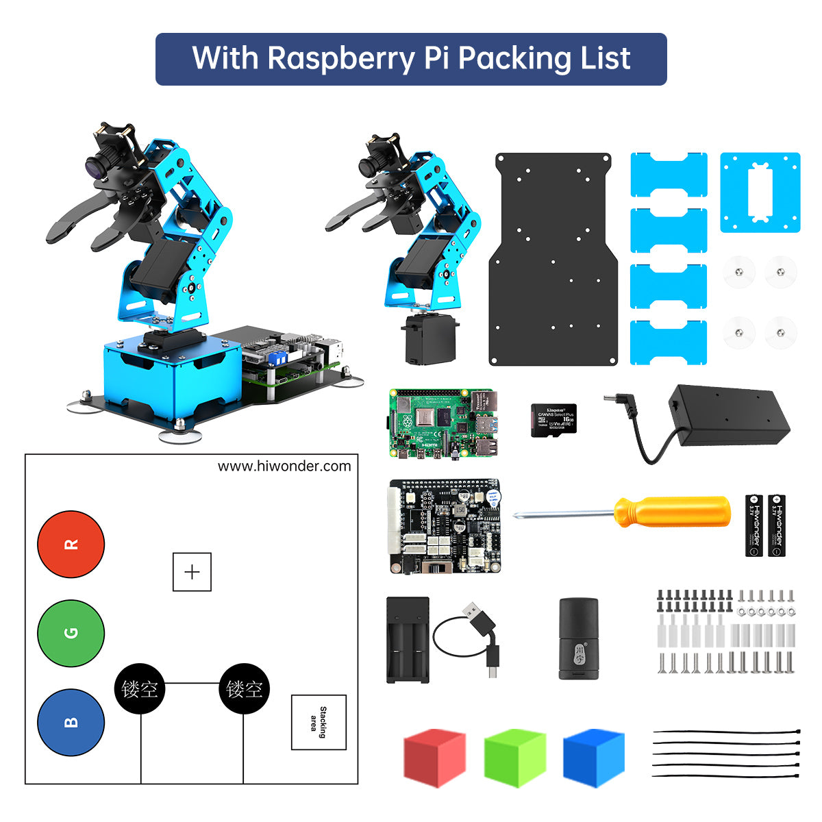 Hiwonder ArmPi mini 5DOF Vision Robotic Arm Powered by Raspberry Pi Support Python, OpenCV Target Tracking for Beginners