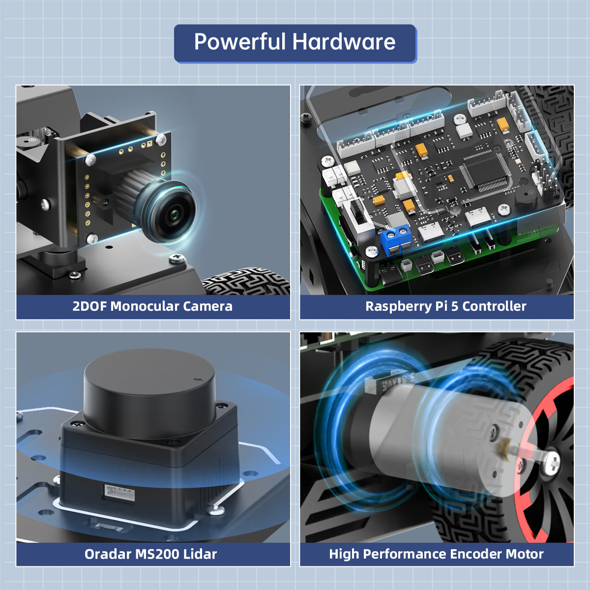 Hiwonder MentorPi A1 Raspberry Pi 5 Robot Car, Ackerman Chassis 2DOF Monocular Camera ROS2-HUMBLE Support SLAM and Autonomous Driving