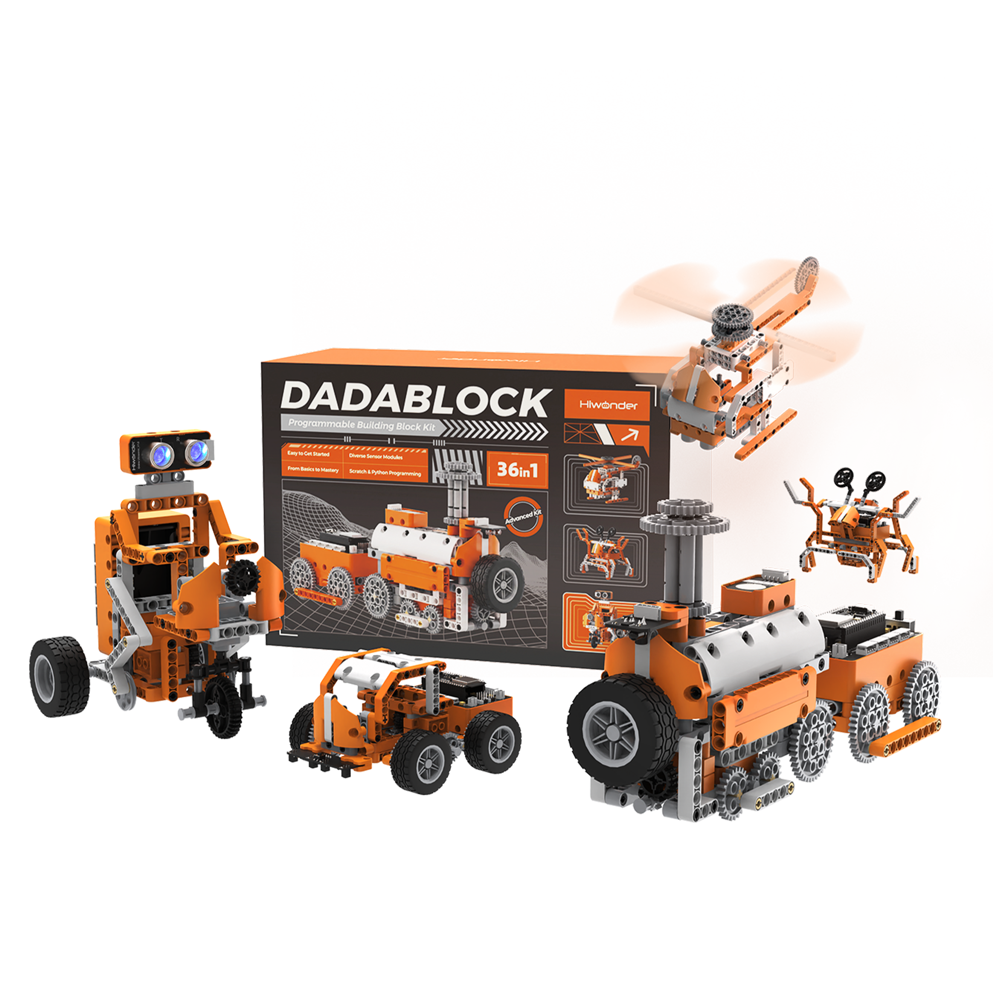 Hiwonder DaDablock Programmable Building Block Kit Powered by ESP32 with Sensor Expansion, LEGO-Compatible, Supports Scratch & Python