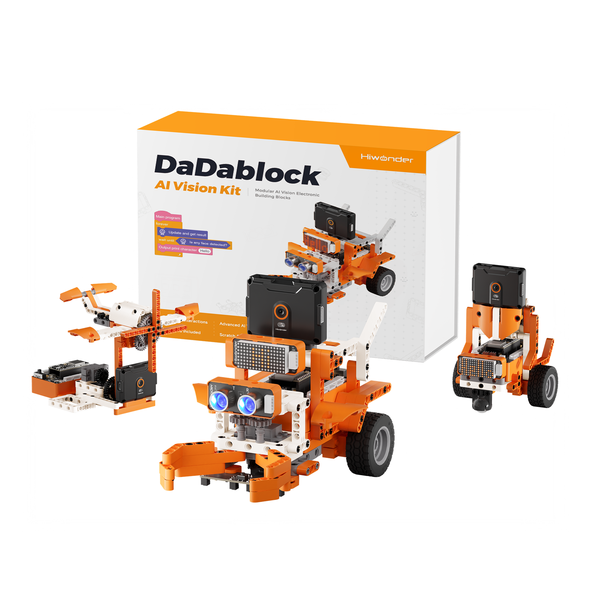 DaDablock AI Vision Kit Programmable Building Block Kit Powered by ESP32 with Sensor Expansion, AI vision , Supports Scratch & Python