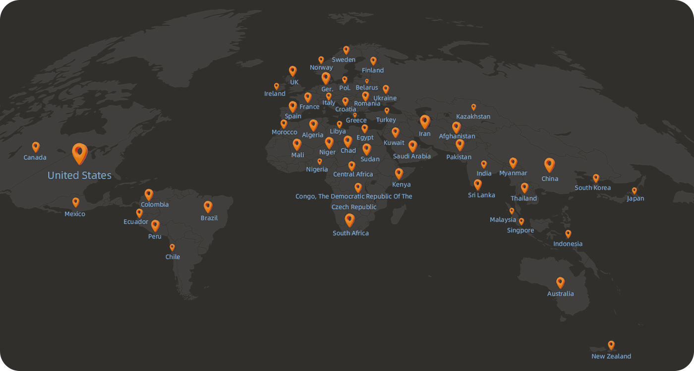 Users from
All Over the World