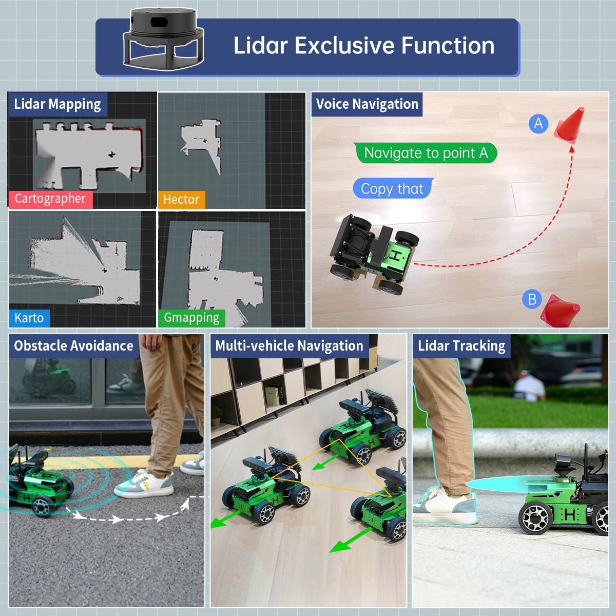 JetAcker ROS Education Robot Car with Ackerman Structure Powered by Jetson Nano B01 Autonomous Driving SLAM Mapping Navigation Learning Teaching Kit