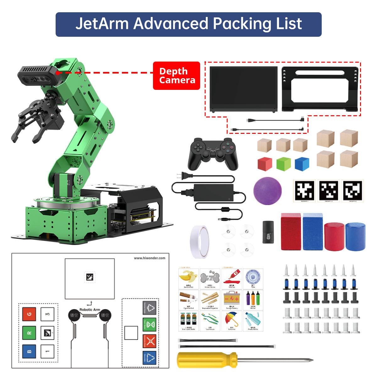 JetArm JETSON NANO Robot Arm ROS1 ROS2 Open Source Vision Recognition Program Robot
