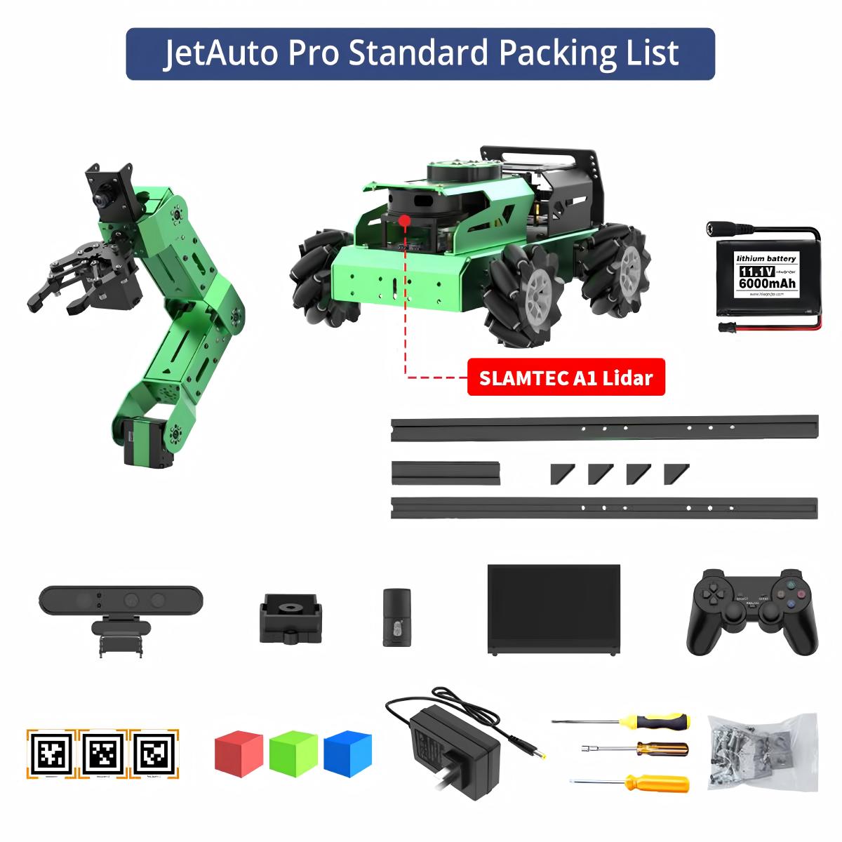 JetAuto Pro ROS1 ROS2 Robot Car with Vision Robotic Arm Powered by Jetson Nano Support SLAM Mapping/ Navigation/ Python