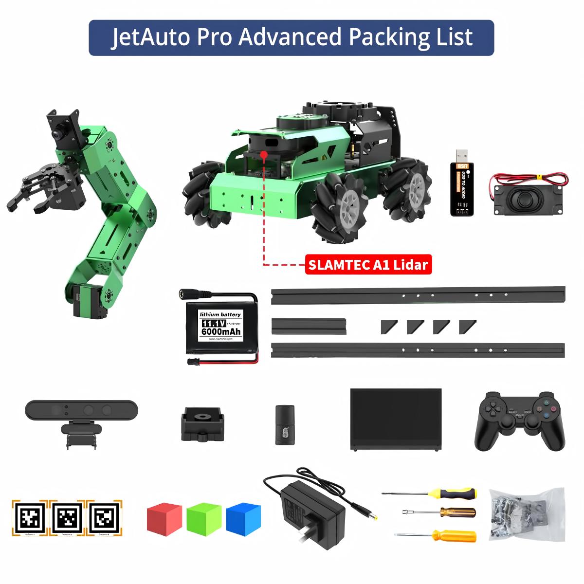 JetAuto Pro ROS1 ROS2 Robot Car with Vision Robotic Arm Powered by Jetson Nano Support SLAM Mapping/ Navigation/ Python