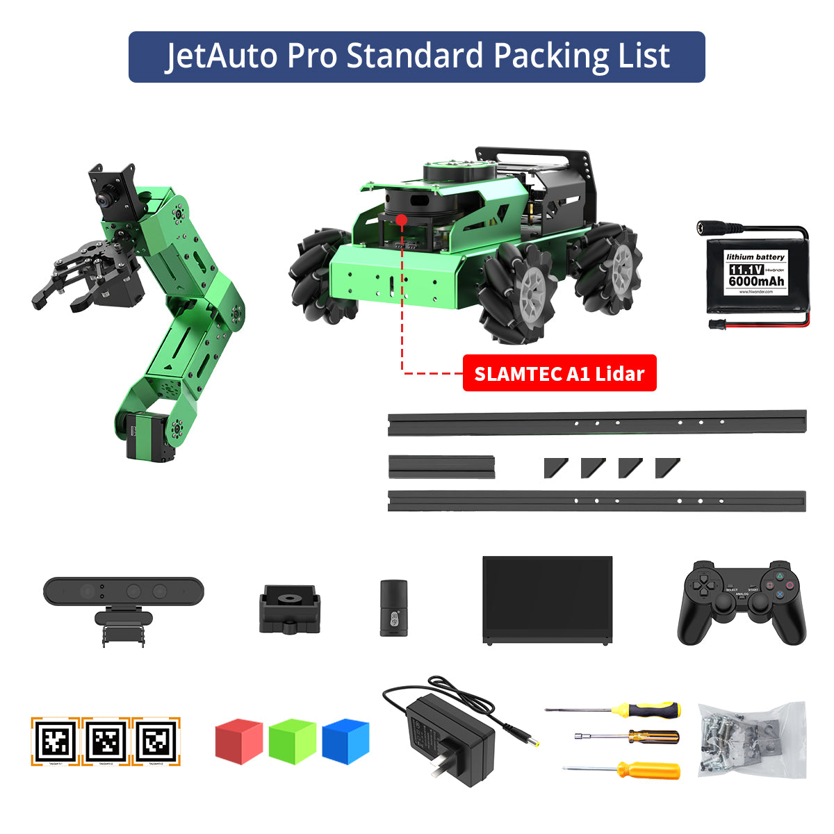 JetAuto Pro ROS Robot Car with Vision Robotic Arm Powered by Jetson Nano Support SLAM Mapping/ Navigation/ Python