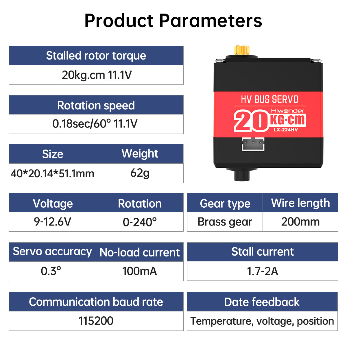 Hiwonder LX-224HV Three Connectors Bus High Voltage Servo