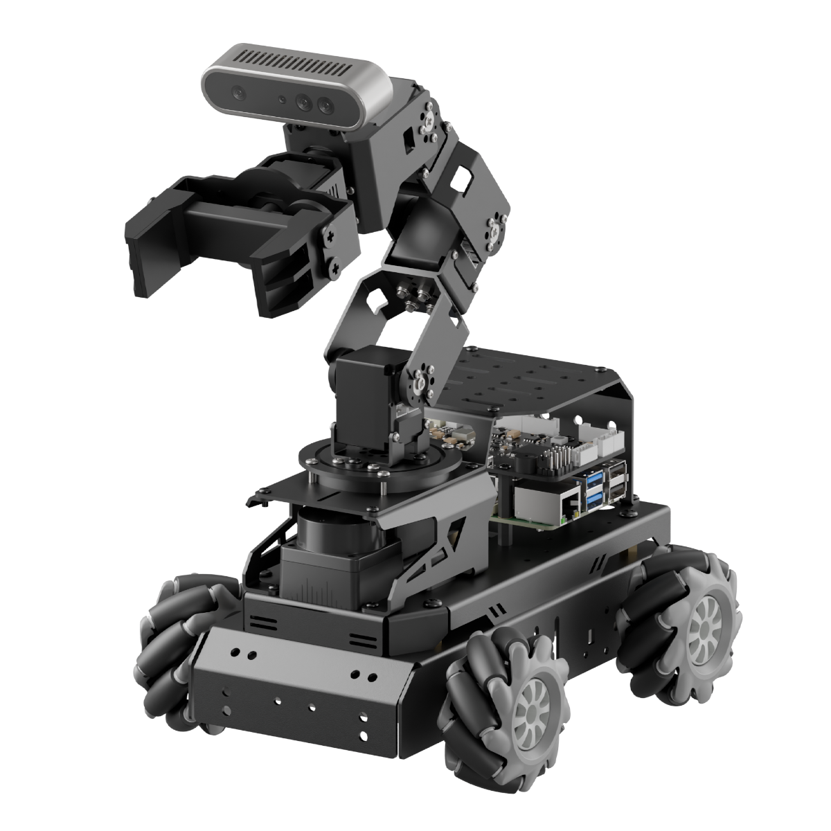 Hiwonder LanderPi Raspberry Pi Robot Car with AI Vision Robotic Arm, Support ROS2, Large AI Model (ChatGPT), SLAM Mapping/Navigation, AI Voice Interaction, Intelligent Sorting