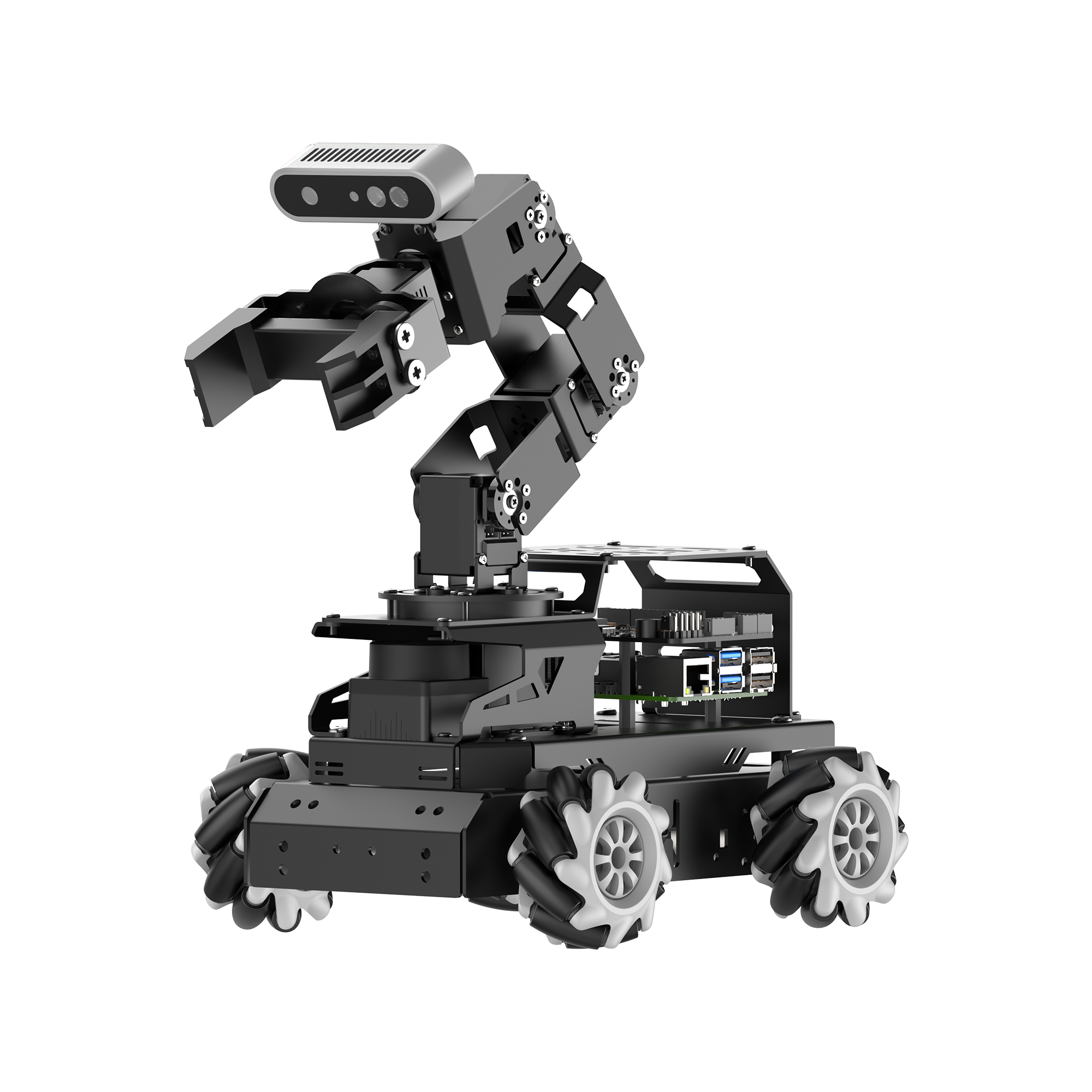 Hiwonder LanderPi Raspberry Pi Robot Car with AI Vision Robotic Arm, Support ROS2, Large AI Model (ChatGPT), SLAM Mapping/Navigation, AI Voice Interaction, Intelligent Sorting