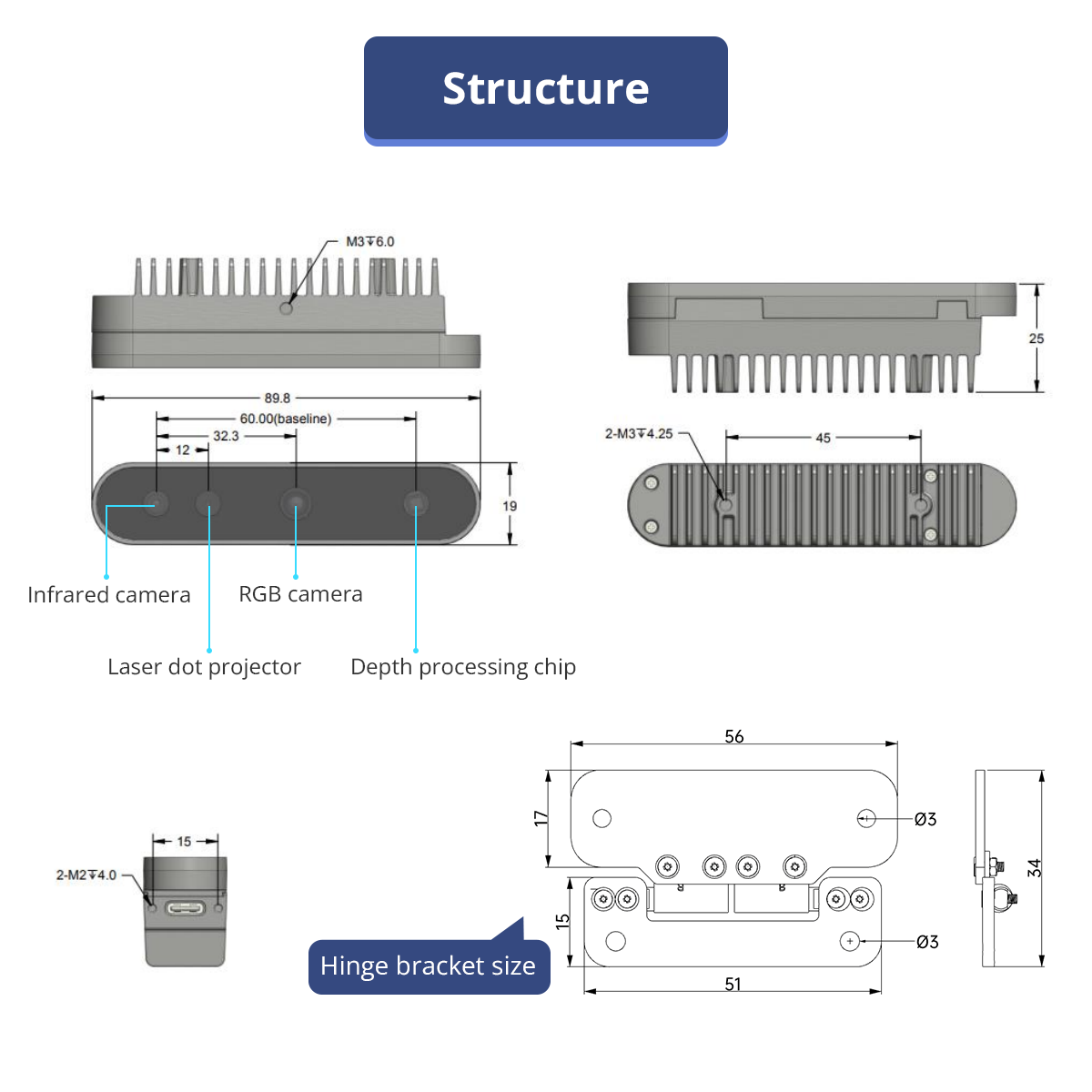 Hiwonder Binocular Depth Camera Angstrong Nuwa-HP60C Camera ROS Robot