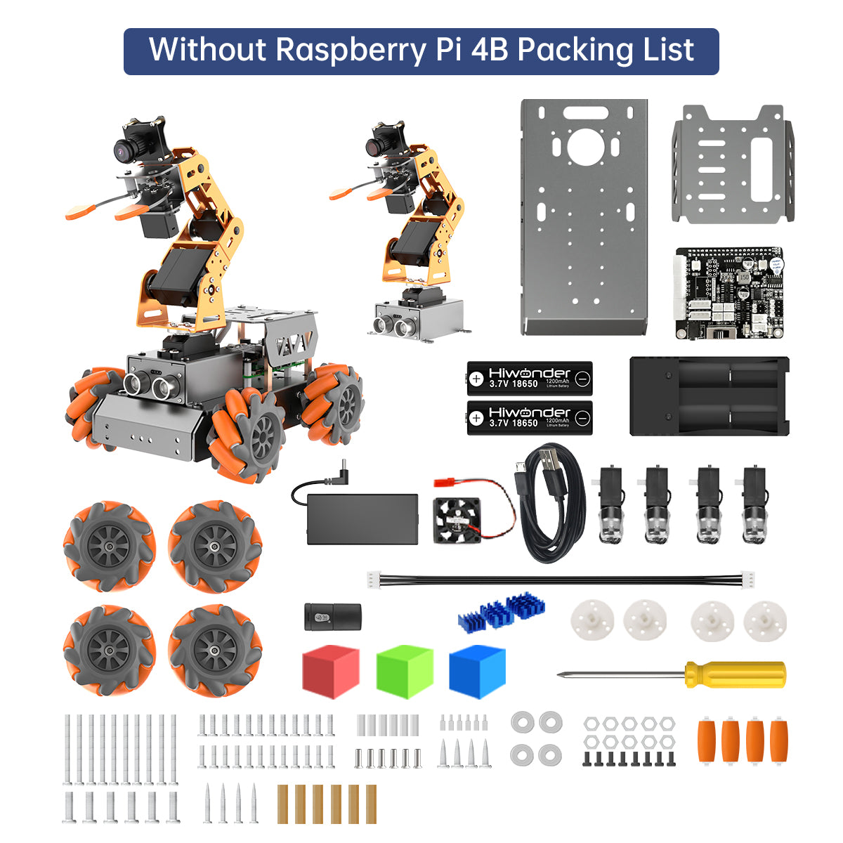 MasterPi Hiwonder AI Vision Robot Arm with Mecanum Wheels Car Powered by Raspberry Pi 5 Open Source Robot Car