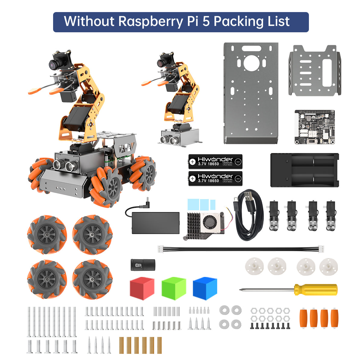 MasterPi Hiwonder AI Vision Robot Arm with Mecanum Wheels Car Powered by Raspberry Pi 5 Open Source Robot Car