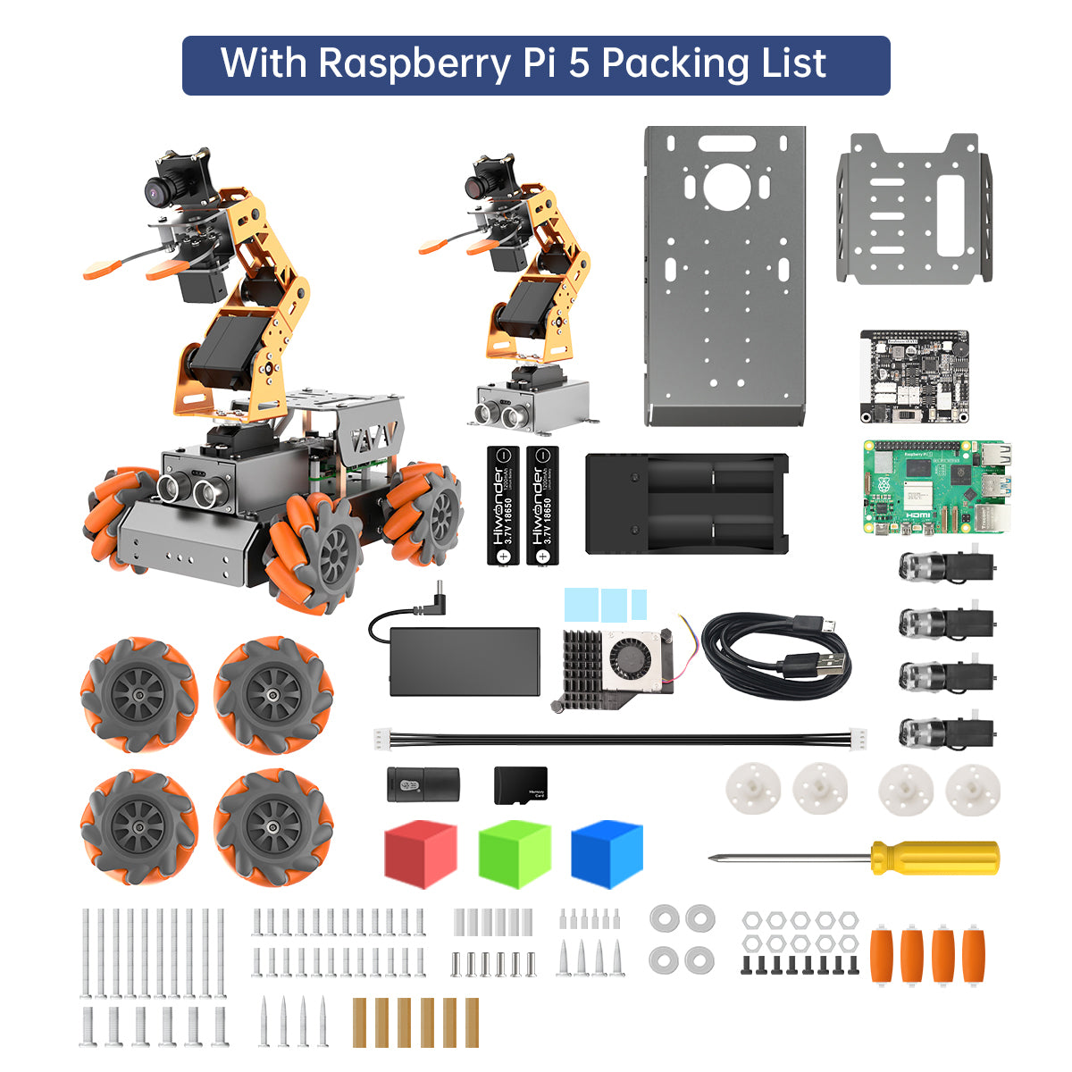 Hiwonder TurboPi Raspberry Pi Robot Car ROS2 with Mecanum Wheels, AI V