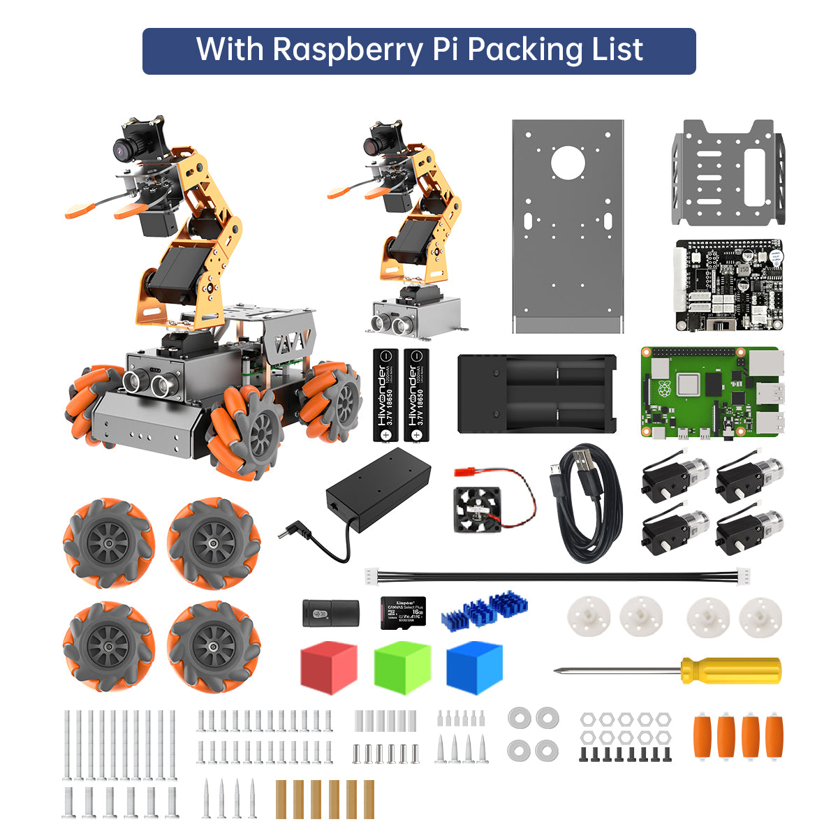 MasterPi Hiwonder AI Vision Robot Arm with Mecanum Wheels Car Powered by Raspberry Pi Open Source Robot Car