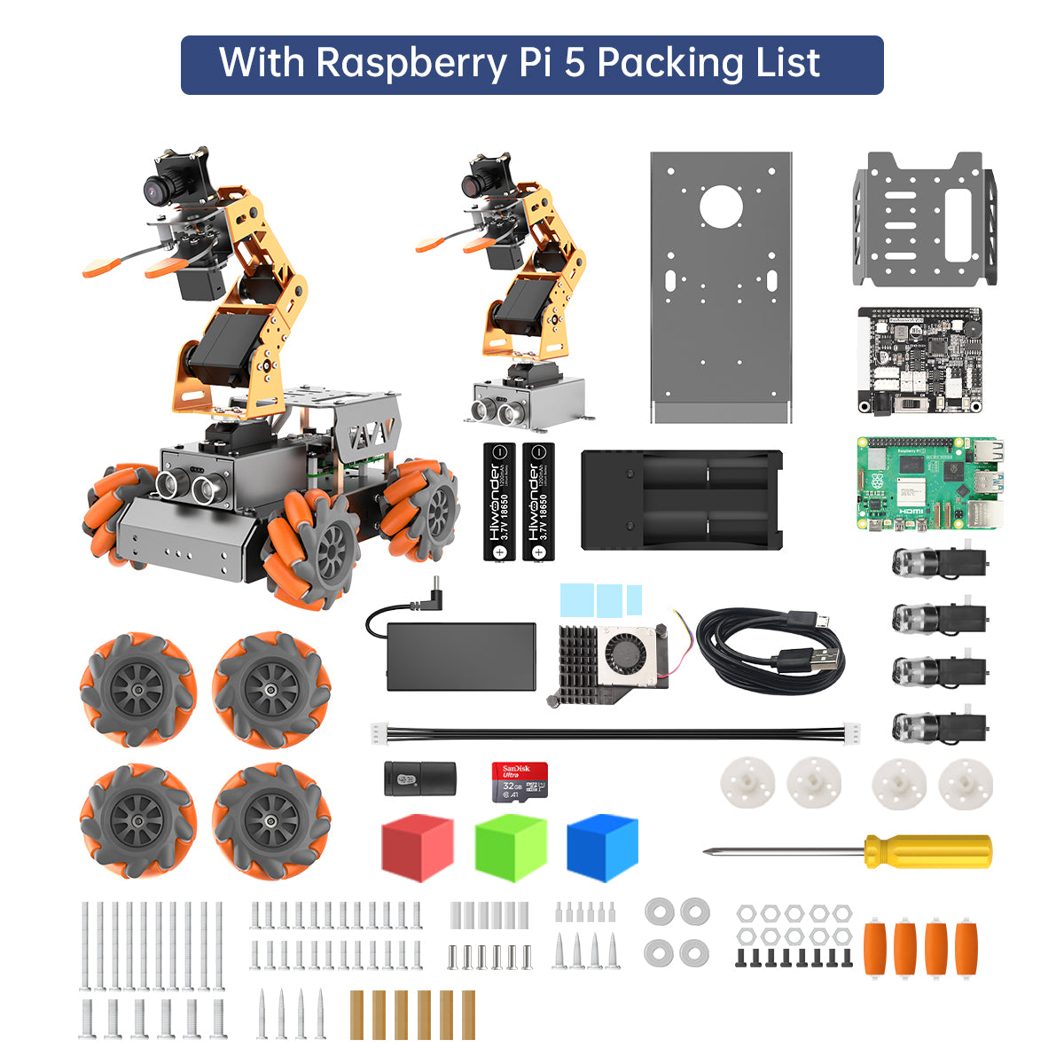 Hiwonder TurboPi Raspberry Pi ROS2 Robot Car with Mecanum Wheels, AI V