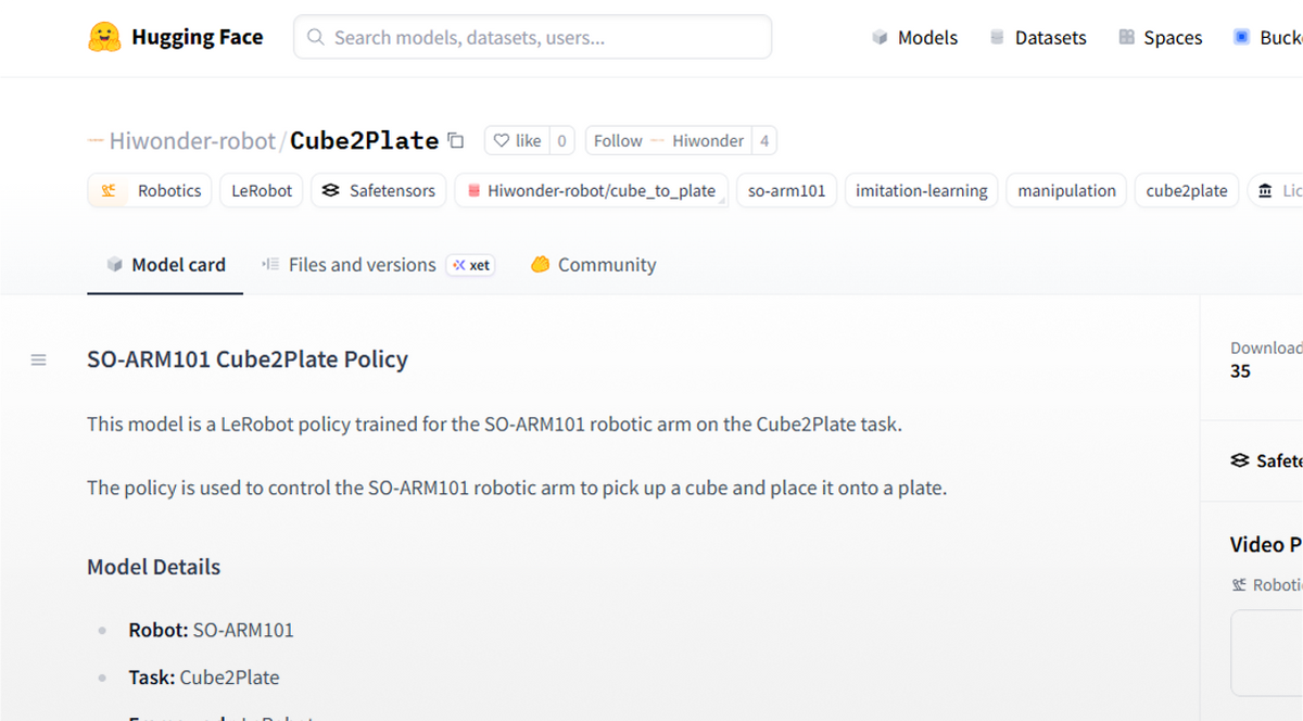 LeRobot models resource preview