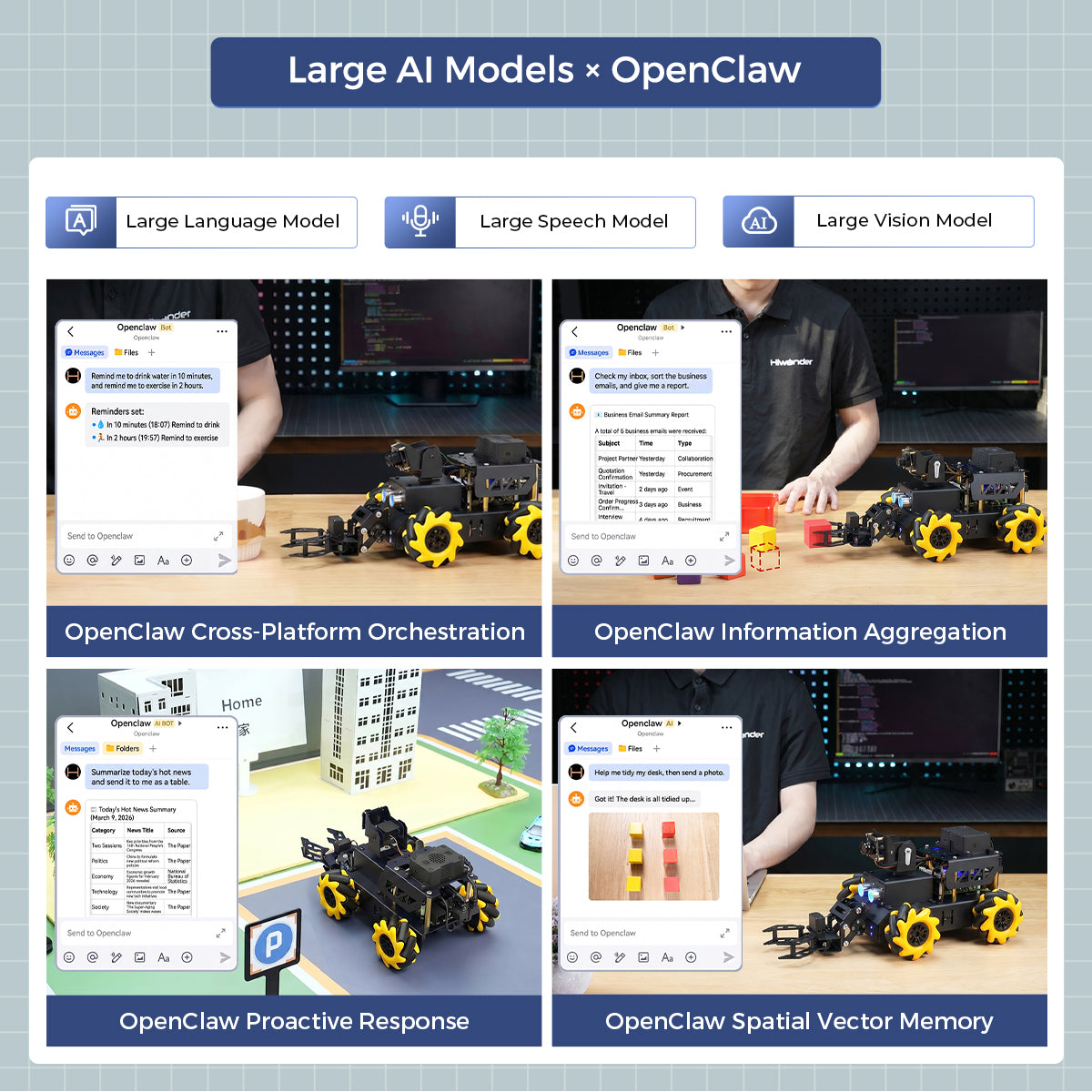 Hiwonder TurboPi Raspberry Pi Robot Car ROS2 with Mecanum Wheels, AI Vision & Tracking, Multimodal Large AI Model ChatGPT / Gemini / Grok / Llama, and Voice Interaction