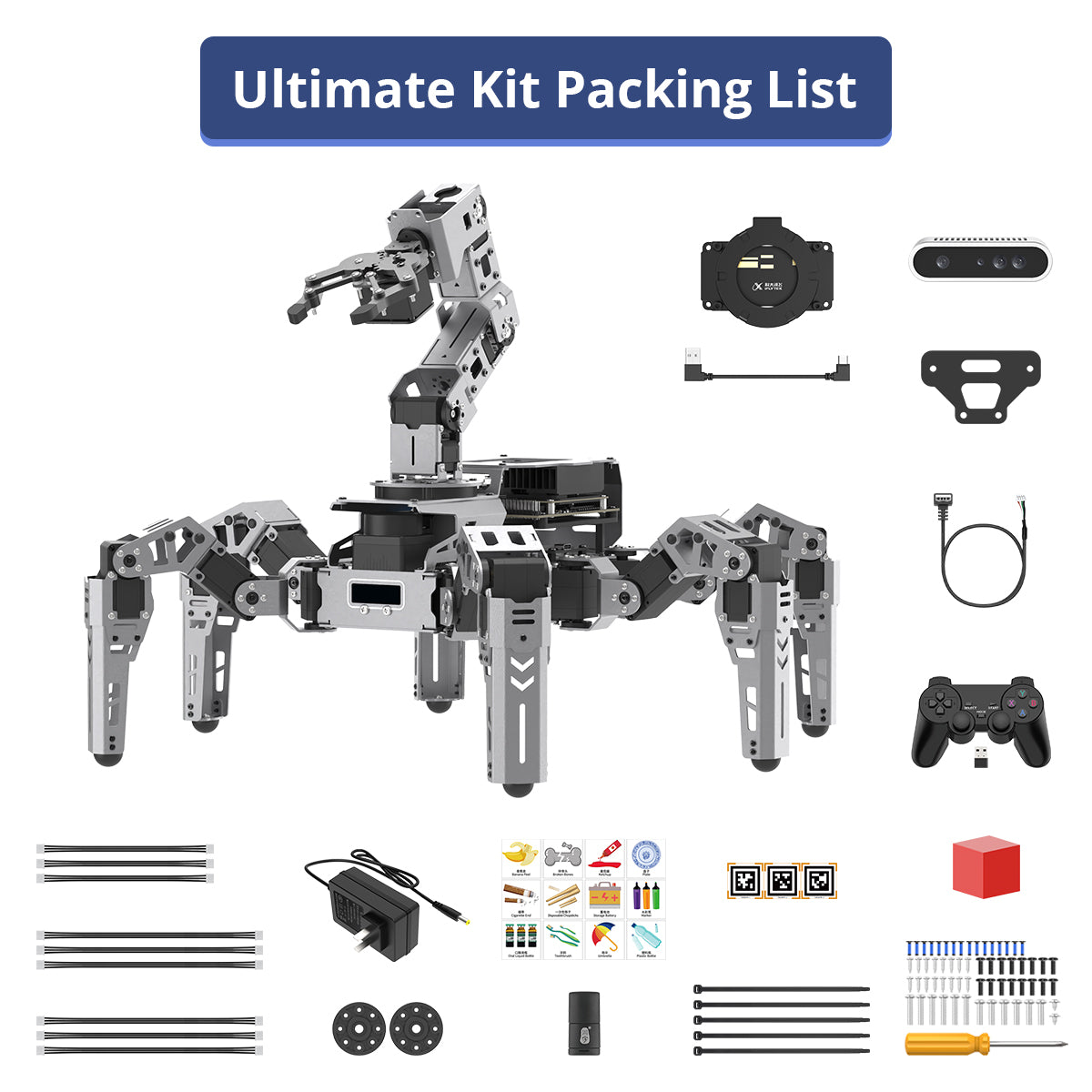Hiwonder ROSpider ROS2 Hexapod Robot with Jetson/Raspberry Pi, Multimodal Large AI Models, ChatGPT, 3D Vision, SLAM Mapping & Navigation