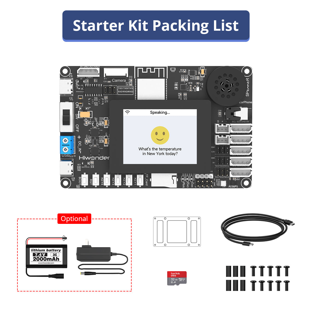 Hiwonder ESP32-S3 Development Board AI Vision & Smart Chat with LLMs Robot Programming Board Kit