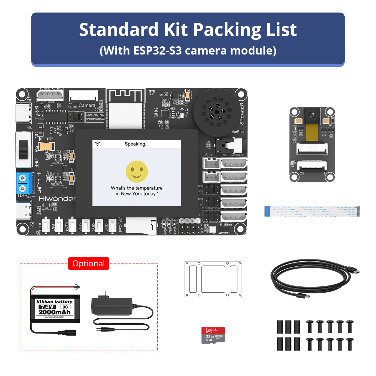 Hiwonder ESP32-S3 Development Board AI Vision & Smart Chat with LLMs Robot Programming Board Kit